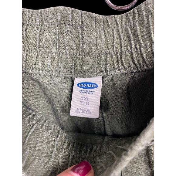 Old Navy Linen Blend Pants XXL 2X Womens Pull On Loose Leg Green Resort Wear - Picture 6 of 8